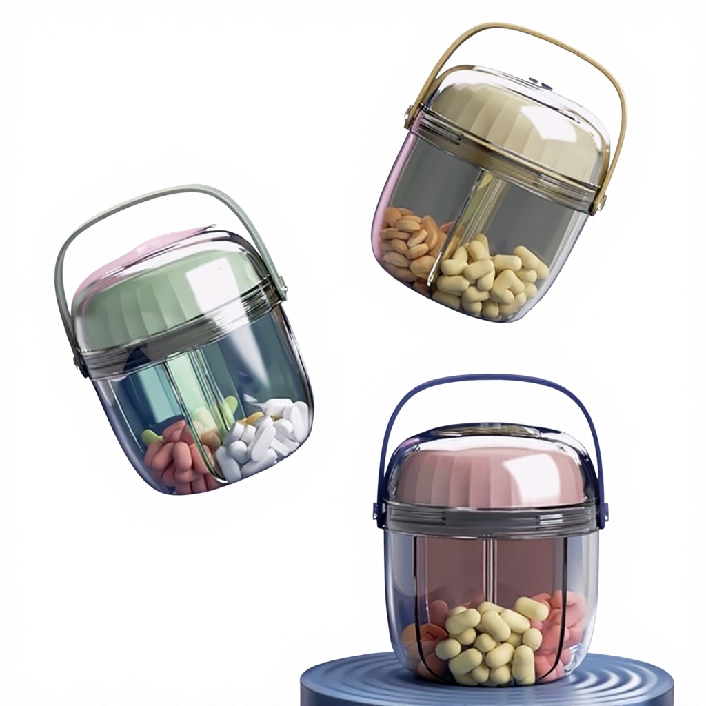 Portable Medicine Box HY-02 for Morning/Noon/Evening Use One Week Pill Dispenser with Rotating Seal & Moisture-Proof Design
