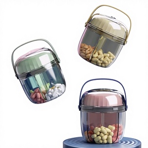 Boîte à médicaments portable HY-02 pour usage matinal/du <span class=keywords><strong>matin</strong></span>/du <span class=keywords><strong>soir</strong></span>, distributeur de pilules hebdomadaire avec joint rotatif <span class=keywords><strong>et</strong></span> conception anti-humidité - Product Image 1