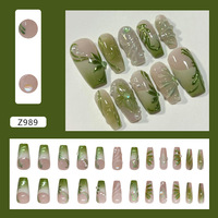 24pcs kits de manucure française réutilisables ABS à presser gel acrylique pointes d'ongles design français motif carré pour les doigts vente en gros