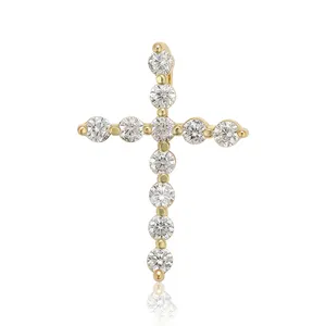 35333 Xuping модное ювелирное изделие, христианское ожерелье, кулон, горячая распродажа, 14K позолота, экологический медный циркон крест кулон