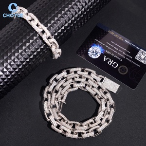 Moissanite Cuban Link <b>Chain</b> 10mm Necklace Rhodium Plated Solid 925 Silver Hiphop <b>Iced</b> <b>Out</b> Jewelry - Product Image 2