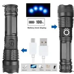 Lampe <span class=keywords><strong>torche</strong></span> <span class=keywords><strong>rechargeable</strong></span> USB haut de gamme avec zoom longue portée et LED XHP50 haute intensité, conçue pour une utilisation en extérieur avec des performances exceptionnelles - Product Image 4