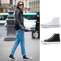 Baskets en toile blanche à lacets pour femmes, chaussures classiques de haute qualité