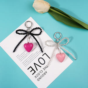 Chuangyi nouvelle résine multicolore coeur créatif à la main perlé porte-clés pendentif clé de voiture décoration - Product Image 2