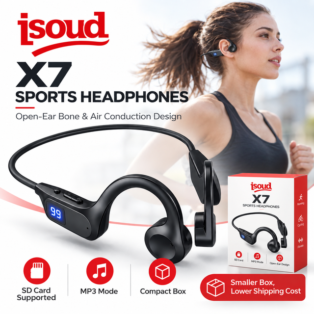 6.0 Bone Conduction Air Conduction Headphones Waterproof Open Ear Wireless Earbuds LED Display Microphone Long Battery Life