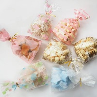 Sacs en plastique transparents BOPP et OPP tissés, petits et colorés, personnalisés pour Noël, pour emballer des bonbons, des biscuits, du pop-corn et des cadeaux