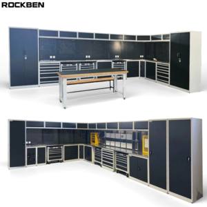 ROCKBEN Metaal Garage Kastensysteem Werkplaats Combinatie Gereedschapskast met Gereedschapsrolwagen Automobiel Werkplaatskar Gereedschapskist Wandkast - Product Image 1