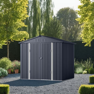 Marrone giardino capannone in metallo Anti-corrosione impermeabile di stoccaggio esterno per cortile Patio prato facilmente assemblato liquidazione natura - Product Image 3