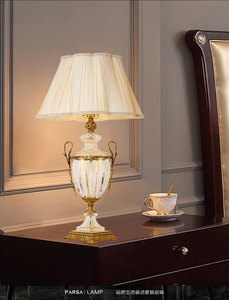 Avrupa tarzı bakır cam masa lambası kristal taban pirinç masa ışığı yatak odası oturma Villa projesi iç tasarım - Product Image 6