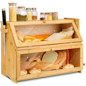 Boîte à pain double en bambou extra large 100% Stockage de pain en bois naturel - Product Image 2