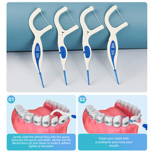 Plettro per filo interdentale combinato con pennello in gomma morbida per la cura orale personalizzata due in uno per il filo interdentale - Product Image 4