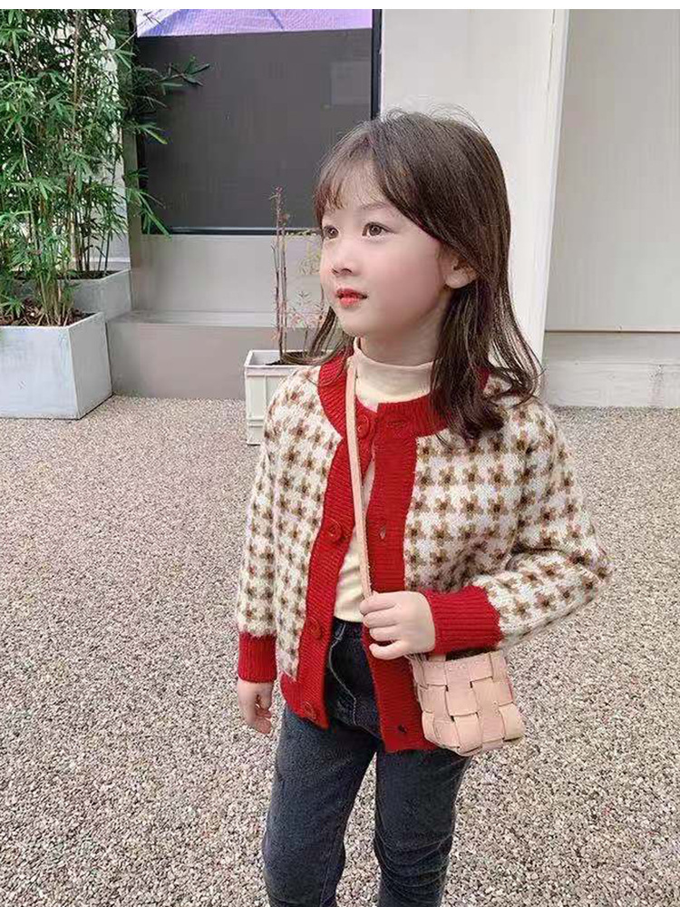 Rouge [cardigan pied-de-poule]