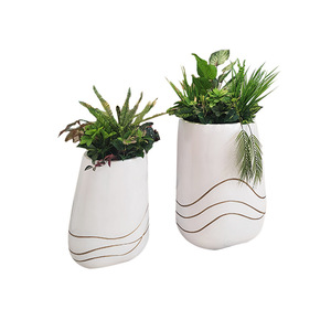 Pots de fleurs combinés blancs Libit, grands pots d'intérieur en fibre de verre, design minimaliste pour centre commercial - Product Image 5