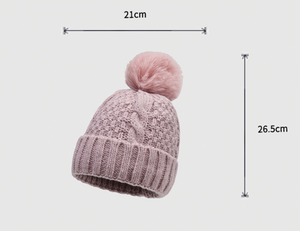 Wholesale Women's Polyester Cotton <b>Fleece</b> Lined Knitted Common Warm Solid Color Winter Big Brim <b>Beanie</b> Hat for Travel - Product Image 6