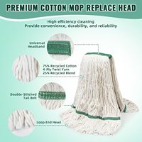 Tête de balai en coton synthétique bouclé robuste, multifonctionnelle, durable, écologique, personnalisée OEM ODM pour usage industriel