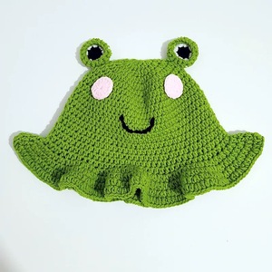 Lotus feuille femmes hommes amusant dessin animé tricoté haricot pêcheur à la main garçon grenouille Crochet seau haricot chapeau - Product Image 6
