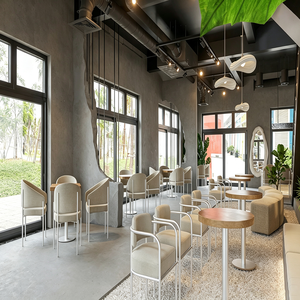 Meubles de café style Tuoji, cadre mural suspendu en métal multi-niveaux, éclairage LED, <span class=keywords><strong>vitrine</strong></span> de réception en verre trempé - Product Image 3