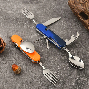 6-in-1 multi-functional camping set fork knife spoon double-layer folding tableware portable versatile camping gadget - Product Image 4