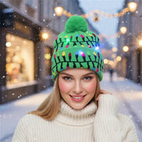 2025 alla moda di alta qualità cappelli caldi berretti invernali cappelli freddi con luce a LED lavorato a maglia cappello stampa carino per natale