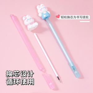 Cute Rabbit Gel Pen Pink Blue Metal Tip Office School Use - Product Image 4