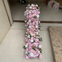 Décoration de rangée de fleurs violettes OEM Chemin de table Rangée florale Arrangement de fleurs artificielles violettes