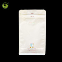 Sac de café d'emballage en papier kraft vide biodégradable compostable avec impression personnalisée à fond plat refermable écologique