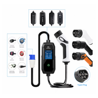 WICEN OEM ODM Logo personnalisé Petit MOQ 22kW 3 phases Câble de 5 mètres Qualité industrielle IP65 Affichage LCD Type 2 Chargeur EV portable