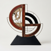 Sculpture géométrique moderne en bois, design abstrait rond, pièce d'art décorative pour la maison, artisanat tribal fait main, soudé