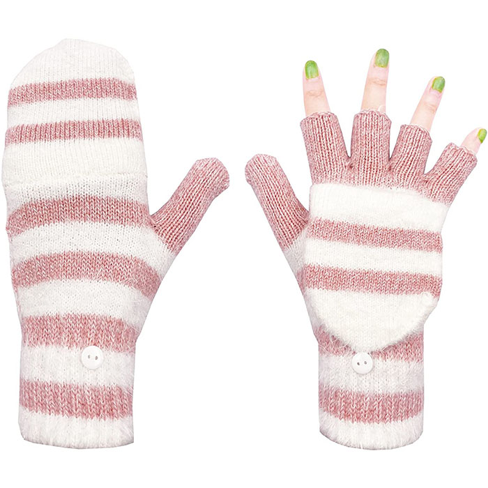 Женские зимние перчатки, теплые шерстяные вязаные перчатки, 2 стиля ношения, перчатки без пальцев, перчатки, акриловые, ODM дизайн CN;GUA