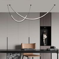 Luminaires suspendus linéaires LED nordiques pour salon, salle à manger, bar, comptoir, lustre noir, décoration de la maison, lampe de plafond