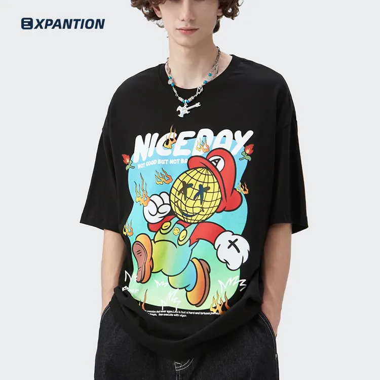 EXP卸売OEM & ODM綿100% カスタムTシャツヒップホップスタイル半袖TシャツユニセックスOネックTシャツ