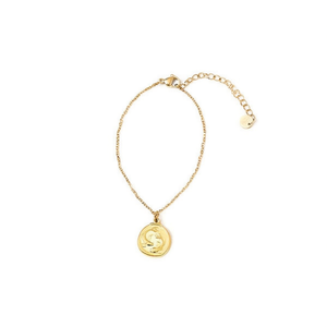 Bracciale in Acciaio Inossidabile Placcato Oro con Ciondolo a Moneta, Catena Regolabile, Gioielli alla Moda per Donne - Product Image 2