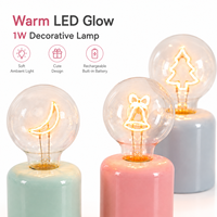 Ampoule LED en forme de cœur, de cloche ou de lune, type Edison, alimentée par piles, avec base en céramique colorée, pour la décoration, prix d'usine, idéale comme cadeau