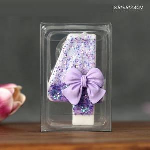 Bougie Dégradée Violette Scintillante avec Nœud, Chiffres 0-9, pour Gâteau, Princesse, Fille, Bébé, Anniversaire, Décoration de Cupcake, Mariage, Dessert, Fournitures de Pâtisserie, Cadeau - Product Image 3