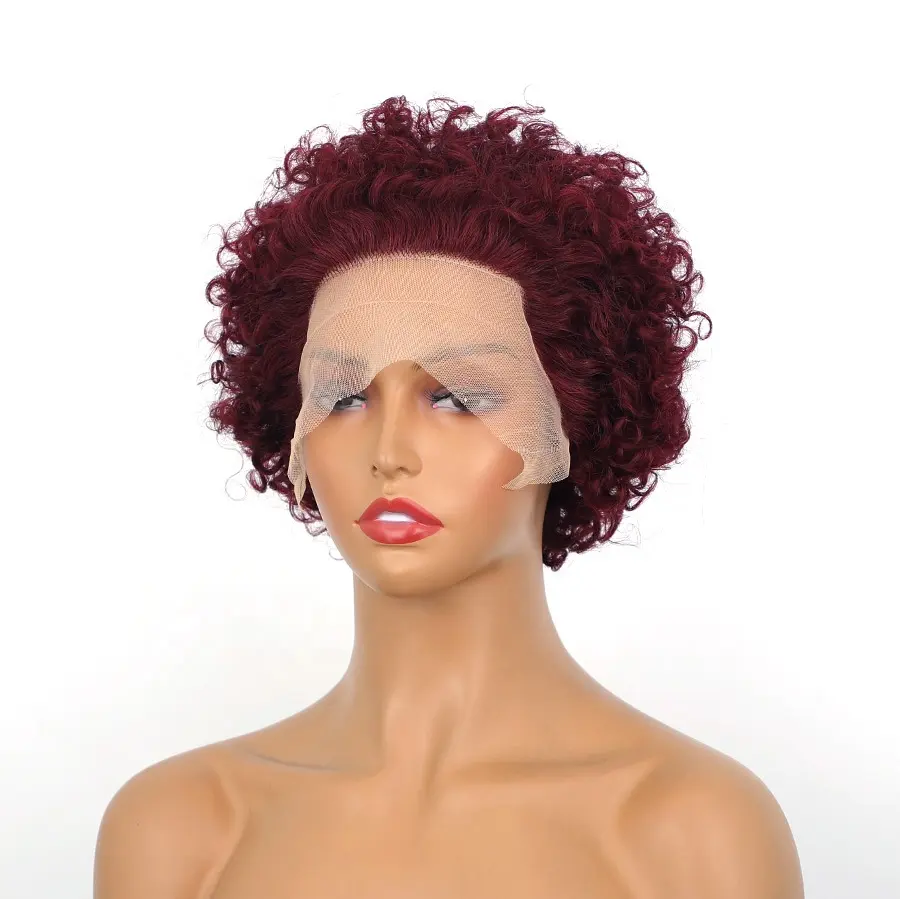 Hot Beauty 13x4 Lace Front Pixie Cut Wig Wholesale 100% Brazilian Short Wigs Human Hair Bob Wig With Bang For Black Women