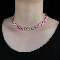 Promotion Collier chaîne cubaine en micro-pavé CZ arc-en-ciel néon émaillé pour femmes pour les anniversaires et les cérémonies religieuses hindoues