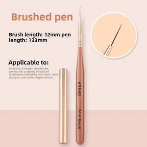10Pcs Painted Wood Handle Nail Art Brush Set Round Angled Flat Liner Tips for Gel Polish Manicure - Product Image 6