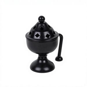 Black Metal Incense <b>Burner</b> With Diamond Cutouts Aromatherapy Diffuser <b>For</b> Home Office Decor All Season Use - Product Image 1