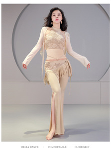 Nouvel ensemble sexy de <span class=keywords><strong>danse</strong></span> orientale avec haut à paillettes et pantalon, tenue d'entraînement pour la <span class=keywords><strong>danse</strong></span> du ventre, ensemble 4 pièces pour femmes - Product Image 3