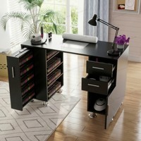 Table de manucure noire de luxe avec collecteur de poussière pour salon de beauté et spa