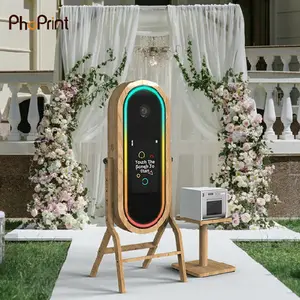 Xách tay màn hình cảm ứng Photo Booth bằng gỗ Retro DLSR Selfie ma thuật gương ảnh gian hàng