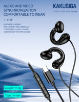KAKUSIGA Nouveauté – Câble tressé Type-C filaire avec haut-parleur HiFi 11 mm, contrôle 3 touches, micro intégré, 1,2 m, noir – Vente directe usine