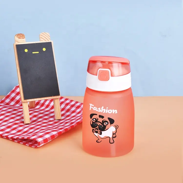 New Arrival With Bounce Lid And Straw Portable Plastic Tritan Kids Frosted Water Bottle