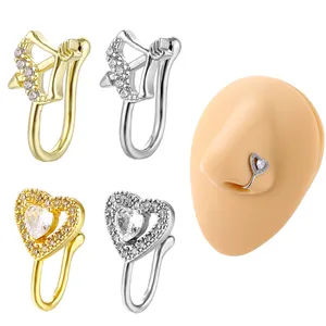 Gaby new update nose cuff heart design fake piercing jewelry nose rings cuff wholesale fashion nose ring non piercing jewelry