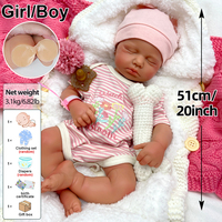 Poupée Reborn en Silicone Mignonne de 20 Pouces LouLou, Bouche Ouverte, Peau Douce, Cadeau Confortable, Compagnon de Chambre pour Soulagement de la Solitude, Décoration