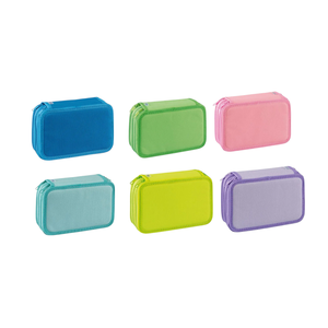 FAVORIT - Trousse à crayons pastel assortie à 3 compartiments 20x13 cm H 7.5 - Product Image 1