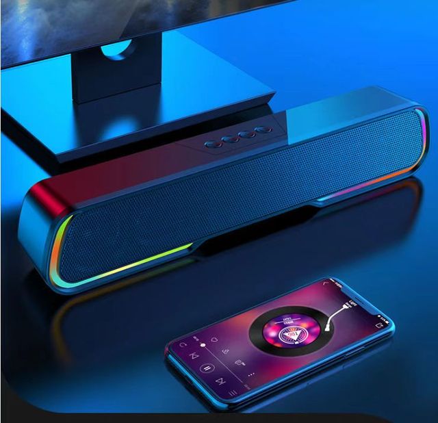 Portable USB for Computer Speakers Soundbar with RGB LED Microphone Outdoor Use Rechargeable Battery for Party