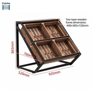 Estante de exhibición de aperitivos de hierro y madera de varios niveles - Estantería rústica de alta resistencia para mostrador de <span class=keywords><strong>supermercado</strong></span>/cafetería - Product Image 5