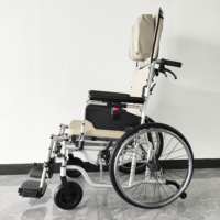 Kursi Roda Multifungsi yang Dapat Direbahkan dengan Tempat Duduk Toilet, Ringan, Berbahan Aluminium, Sandaran Tinggi, Harga Pabrik, OEM ODM