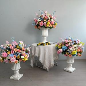 Bouquet de fleurs artificielles en soie, roses blanches et roses, hortensias en cascade, 40-70 fleurs, pour centre de table de mariage, décoration florale, fournisseur - Product Image 3